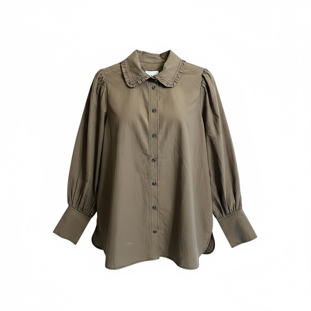 NWT Ganni Ruffled Collar Oversized Button Down Shirt Size 38 US 6 - Picture 8 of 8